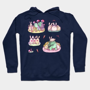 Cute bunnies and turtle with mushrooms sticker pack (get in medium or large) Hoodie